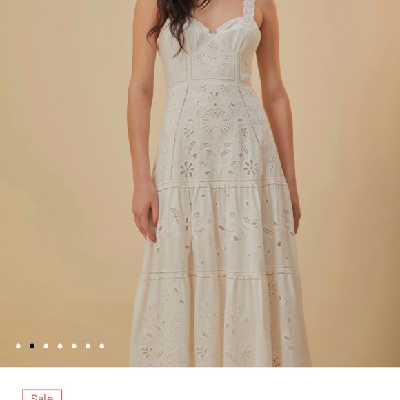 White Richelieu Sleeveless Midi Dress XL 100% COTTON
Care Instructions - Picture 3 of 7